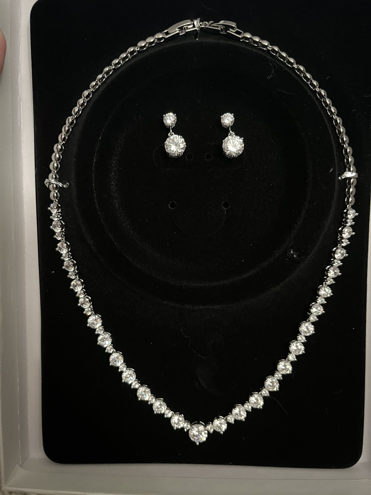Faux Diamond Necklace & Earrings