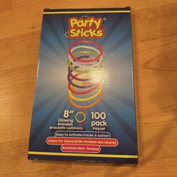 PartySticks Ultra Bright Glow Sticks Bulk Party Supplies 100 Pack - 8" Glow in the Dark Light Up Halloween Party Favors, Glow Decorations, Neon Party 