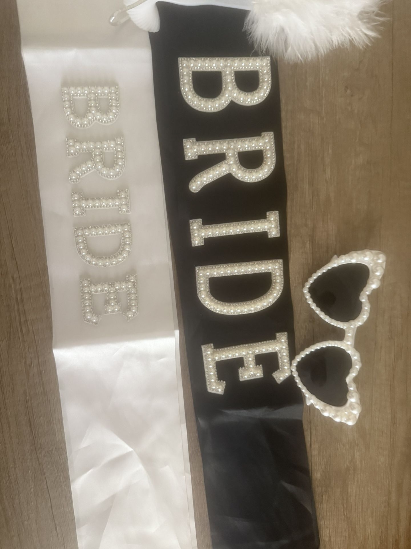 Bride Accessories, two bands, the fan glasses asking $30 for all
