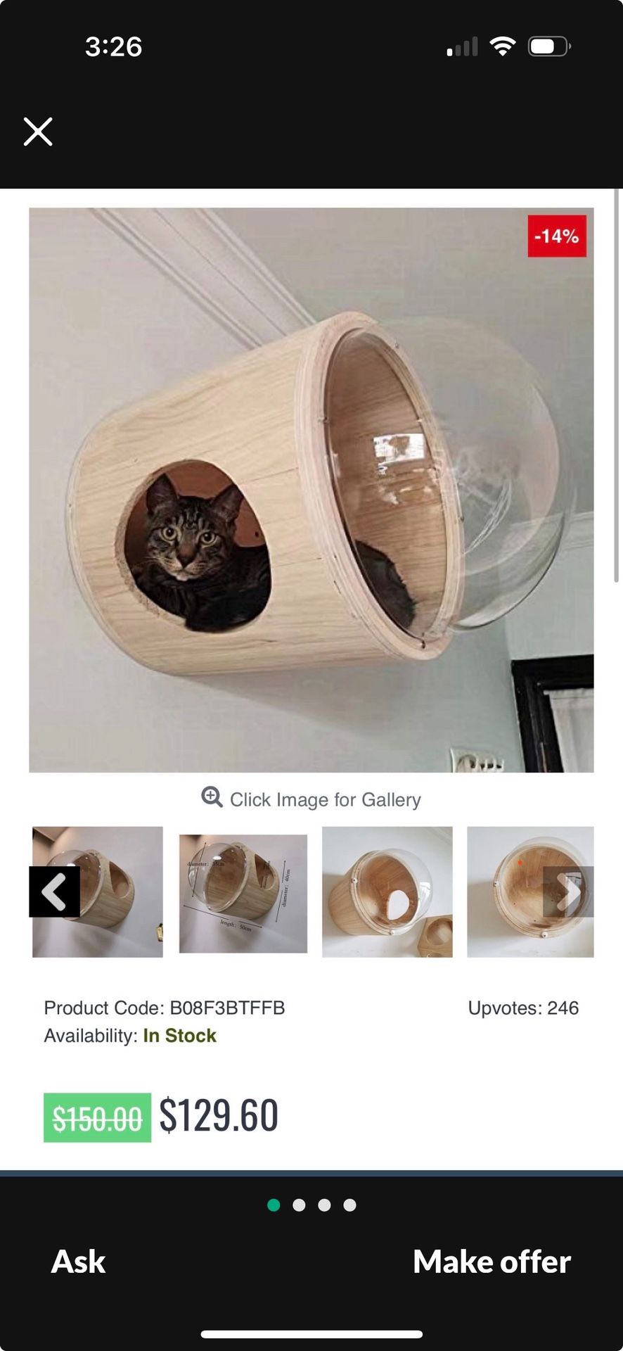 Wall Mounted Wooden Cat Bed 
