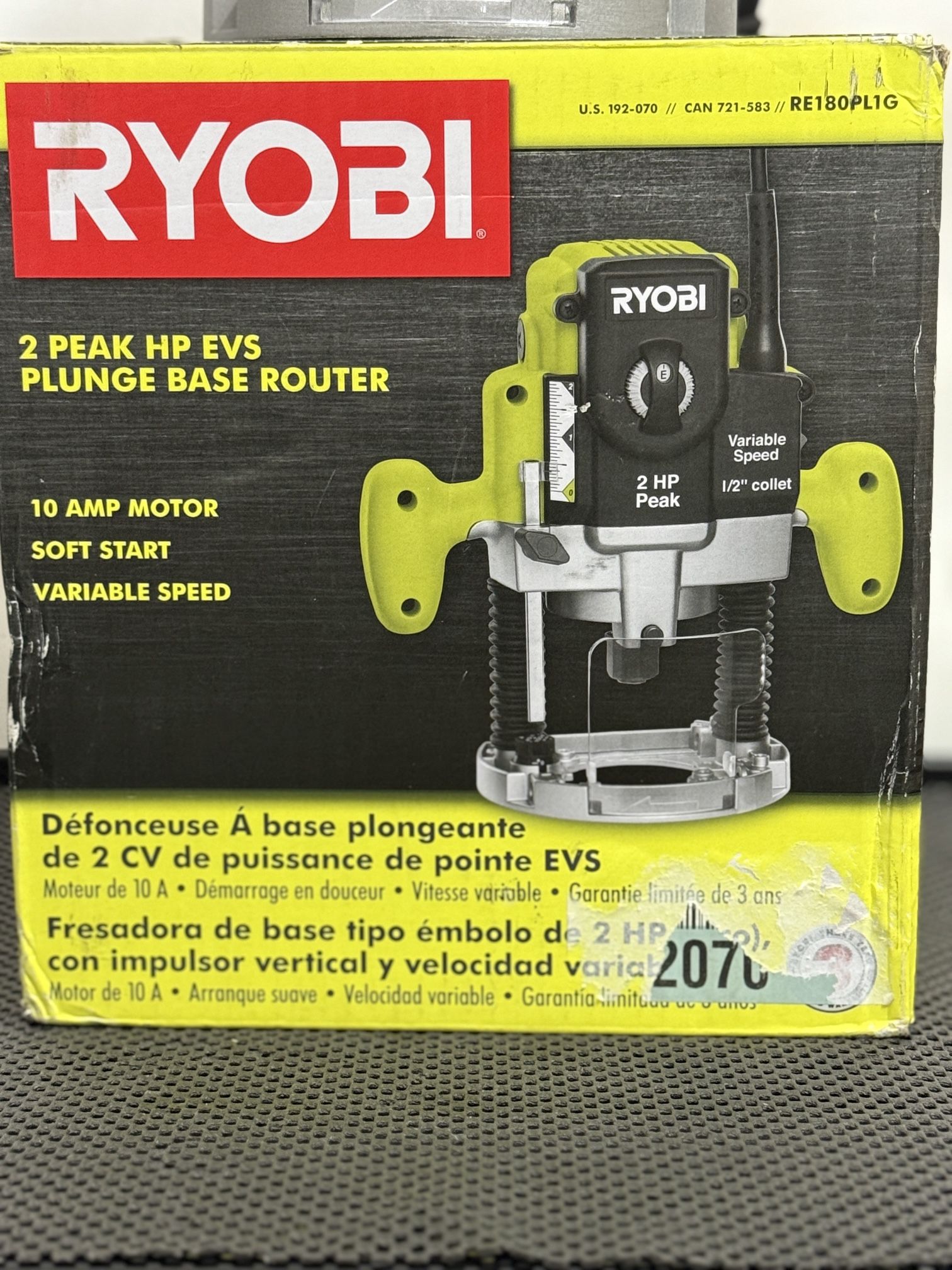RYOBI 10 Amp 2 HP Plunge Base Corded Router USED LIKE NEW