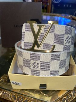 White Checked LV Belt