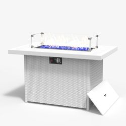 44-Inch Propane Gas Rectangle Fire Pit Table - Aluminum Tabletop 