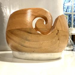 Loops And Threads Marble Bottomed  And Wood Yarn Bowl - Knitting and Crocheting 