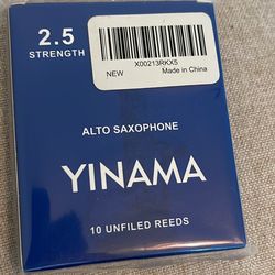 Alto Saxophone Reeds for Alto Sax Strength 2.5; Box of 10