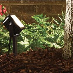 Hampton Bay 1100 Lumen Plug-In Outdoor LED Flood Light – Black Metal