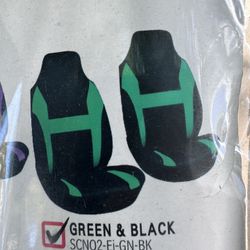 gren with black car seat covers, universal fit fabric material cubre asientos para carro front $15 or back $20 or full set $30