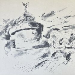 Gino Bonichi SCIPIONE 1930 Bridge Angels Fine Art Print Vintage Original Antique Italy Italian 1940’s Printed Collectible ARTIST