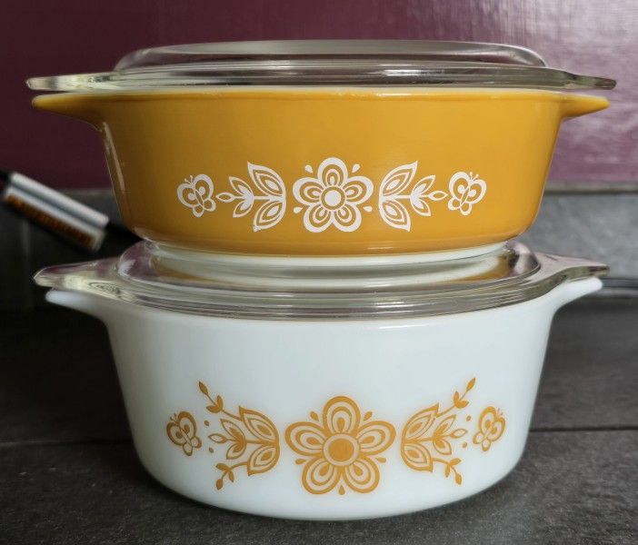 Vintage Pyrex Butterfly Casserole Dishes