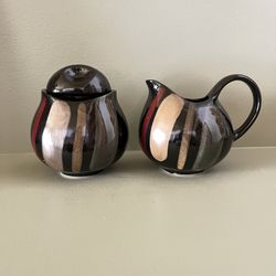Sango Avanti Black Creamer And Sugar Bowl Set