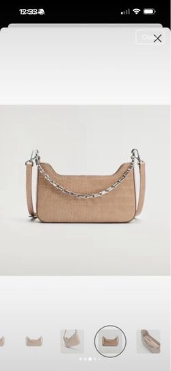 Mango Beige Textured Leather Shoulder Bag