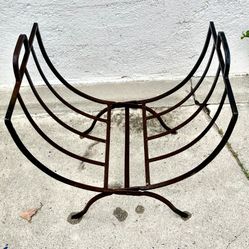 Vintage Wrought Iron Metal Firewood Rack  