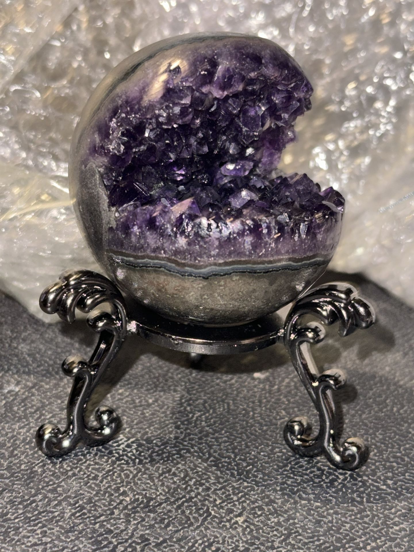 Amethyst Geode Ball | Amethyst Sphere | Pac-Man