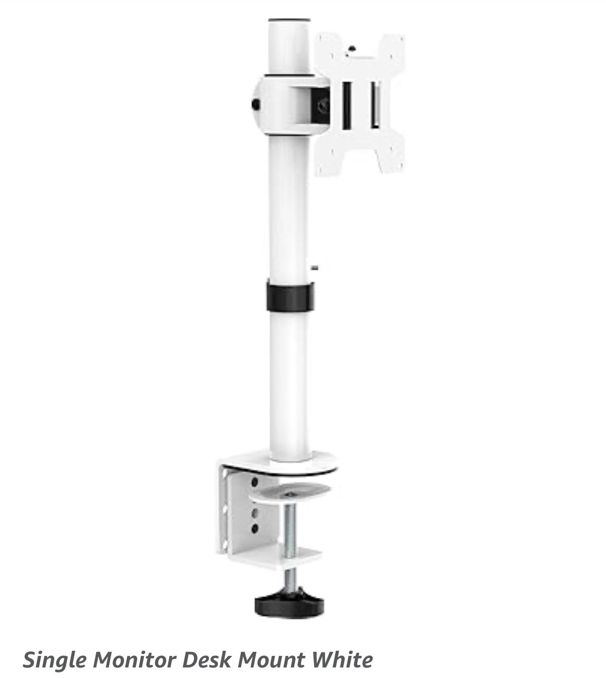WALI Single Monitor Mount for 1 Computer Screen up to 32 inch, Fully Adjustable Monitor Arm Holds up to 22 lbs (M001S-W), White