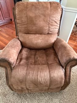 Brown Microfiber Recliner Chair with Nailhead Trim