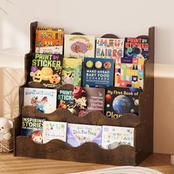 Dark Brown Wood Kids Bookshelf