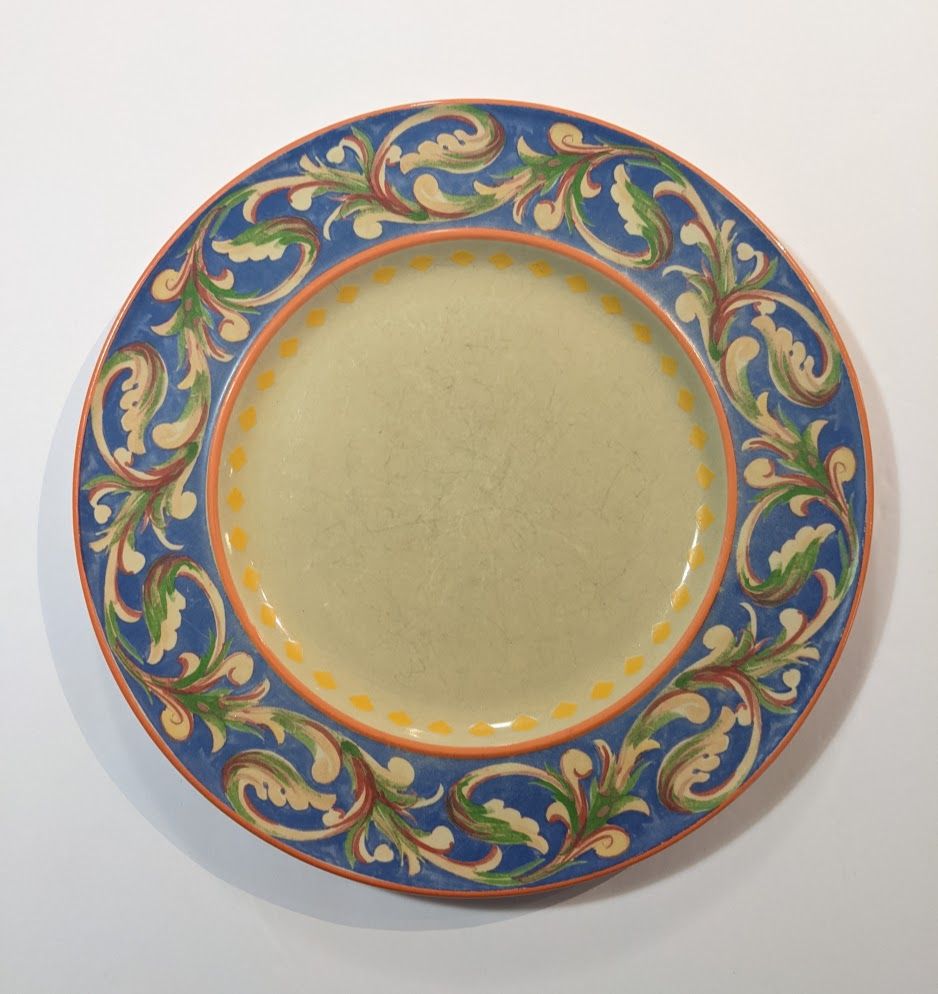 Pfaltzgraff Villa Della Luna 11" Dinner Plates (6) Blue Terra Cotta