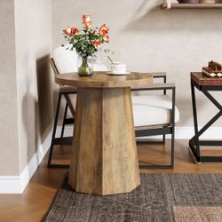 Round End Table, Wooden Couch Side Table with Octagonal Base