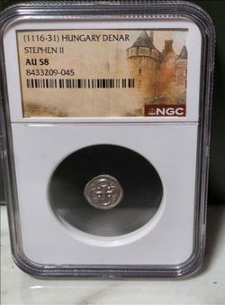 Hungary Denar Stephen II NGC AU58 (1116-31)