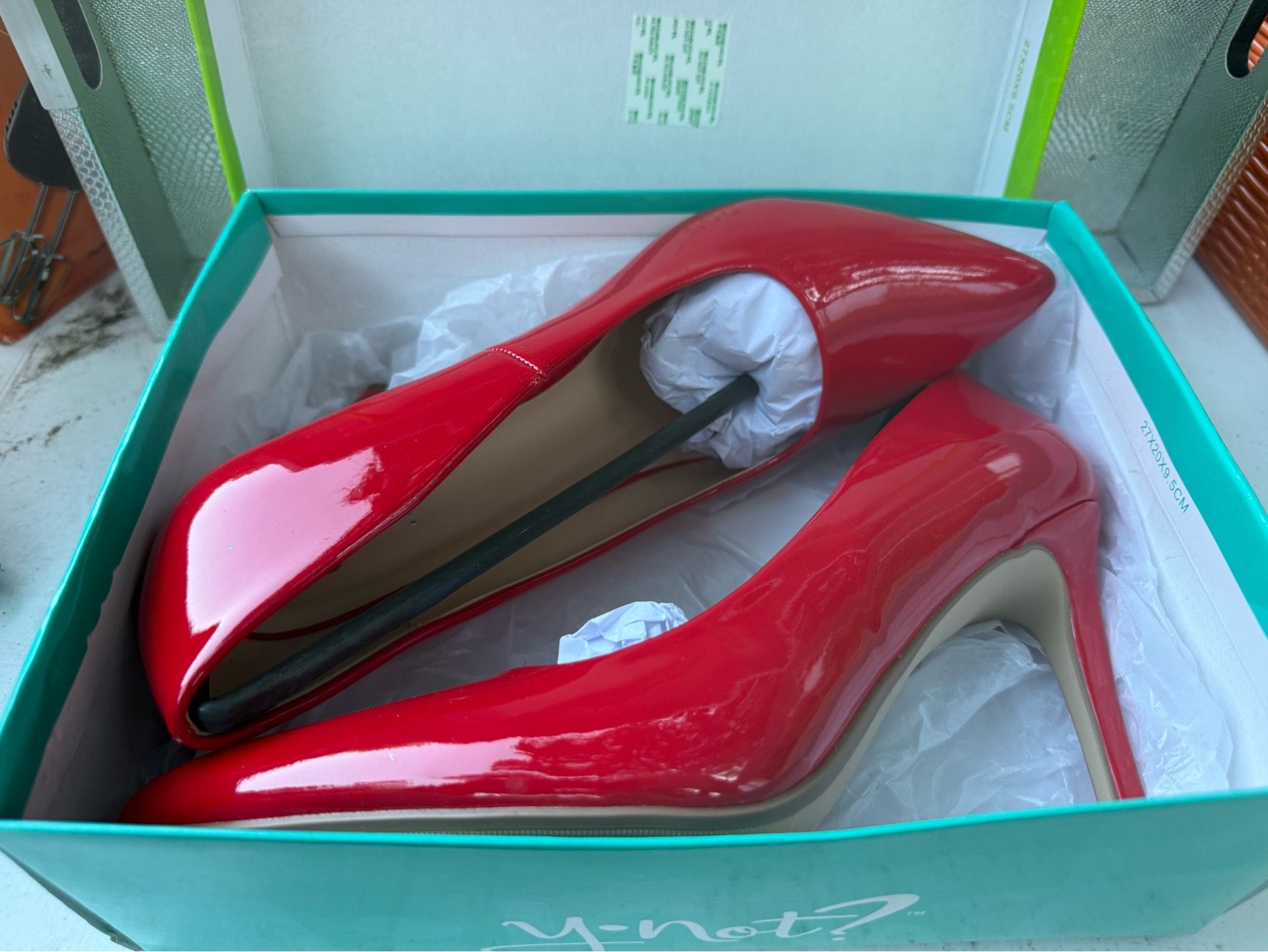 Stiletto heel red leather.