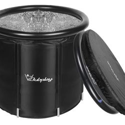 (4444-20) NEW..Ice Bath Cold Plunge Tub with Cover for Indoor Outdoor for Recovery, Cold Water Therapy, Athletes & Adults -105 Gallons, Black, XL