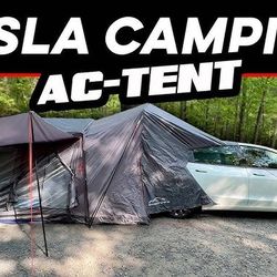 ACtent for Tesla Model 3&Y, Pop-Up SUV Tent w. Awning for Car Camping, Connects to Tesla Tailgate for Air-Conditioning, Sleeps 6 Adults, 10'x