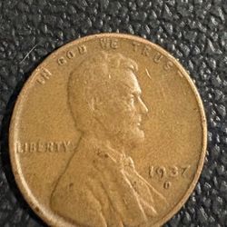 1937 “D” US Lincoln Wheat 1c One Cent Penny! Rare [A89]