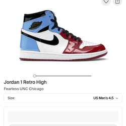 Jordan 1 Retro High fearless Men's size 10