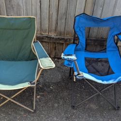 2 Folding Camp Chairs w/ Cup Holders