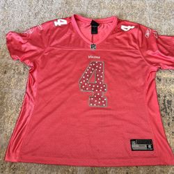 Oficial NFL Apparel Minnesota Vikings Brett Favre Pink Woman’s Jersey Size XL, Not Peterson, Cousins, Jefferson, Moss