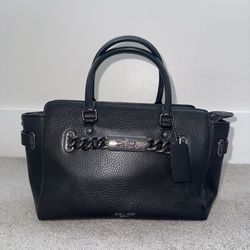 Coach Black Pebbled Leather Satchel Bag