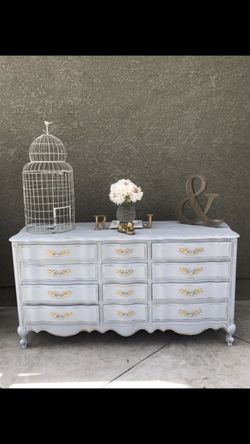 Shabby chic grey & gold dresser