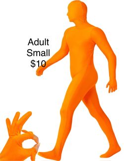 Adult Full Bodysuit Unitard Orange Small / Traje de Cuerpo Anaranjado Halloween Cosplay Costume