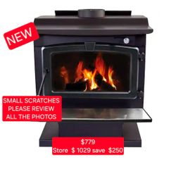 ✨️ Pleasant Hearth Medium 2,200 sq. ft. EPA Certified Wood Stove with Pedestal and Stainless Steel Ash Lip w6625