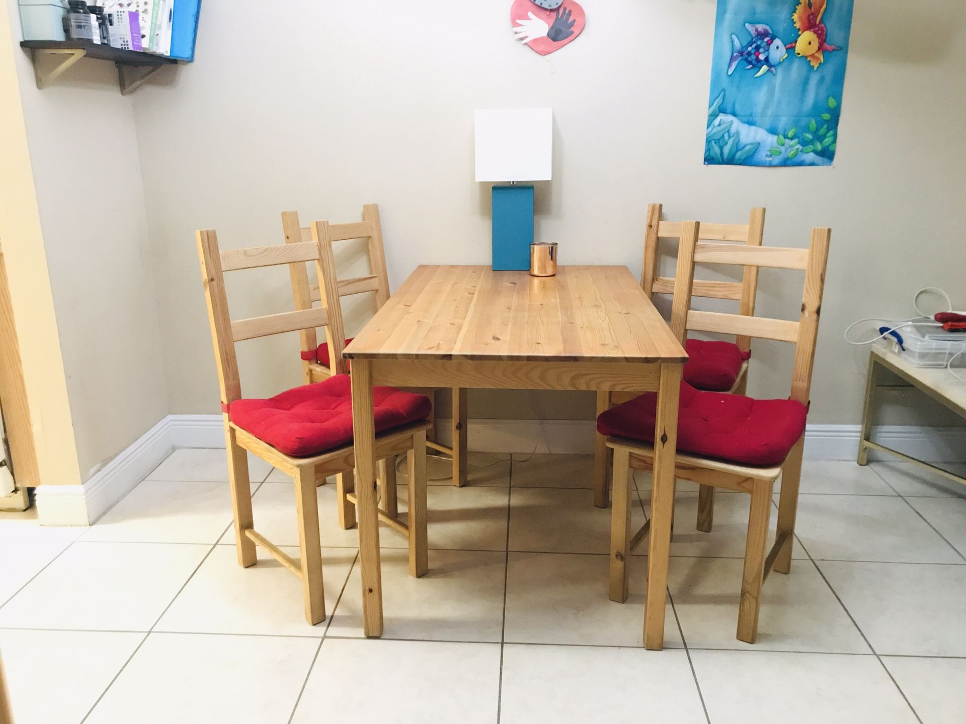 Ikea wooden kitchen table with 4 chairs