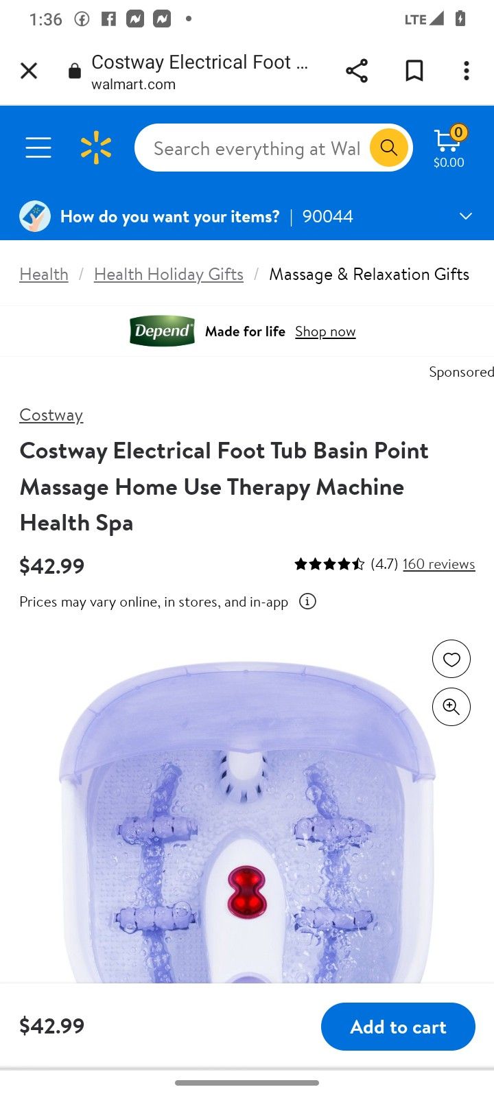 Foot Tub Massage Home $35