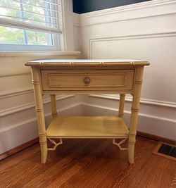 Faux Bamboo Nightstand with Drawer and Shelf