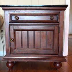 Dark Cherrywood Like Side Table With Storage