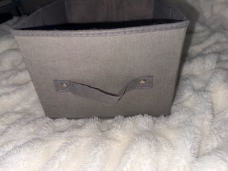 Gray Fabric Storage Bin with Handle