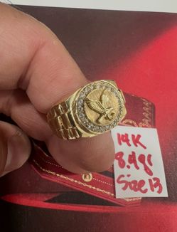 14K Solid Gold Ring CUBIC ZIRCONIUM STONES For Wedding 8.4Gr Size 13