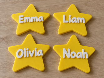 Personalized Star Place Names, Set of 4, Christmas Table Settings, Custom Colors