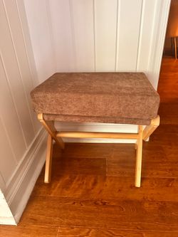 Foldable Foot Stool Ottoman, Modern Foot Rest with Bamboo X Legs & Thick Foam Cushion