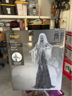 Halloween scary crypt countess. Over 7 feet tall and animated LED lights.