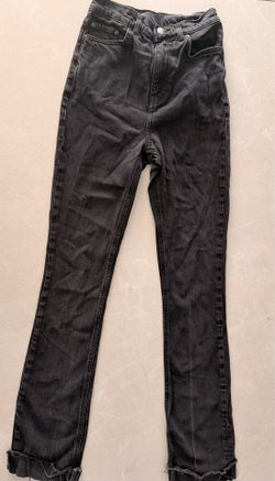 ASOS Design Black Skinny Jeans W26 L38 Tall Raw Hem High Rise