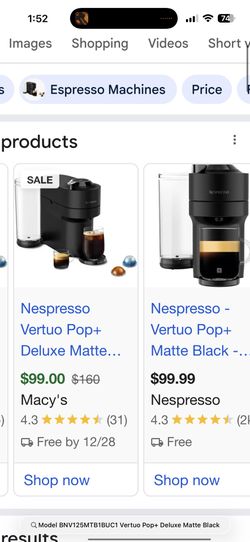 Brand New Vertuo Pop+ Deluxe Matte Black Coffee Maker & Espresso Machine