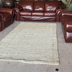 GENUINE ITALIAN LEATHER COUCH, LOVE SEAT AND CHAIR SET BY CHATEAU D’AX 