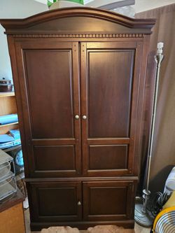 Dark Wood Armoire Entertainment Cabinet