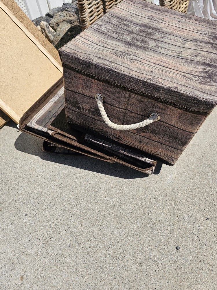 4 Wood Look Fabric Storage Bins