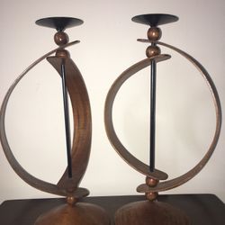 twin rustic geometric candle holders