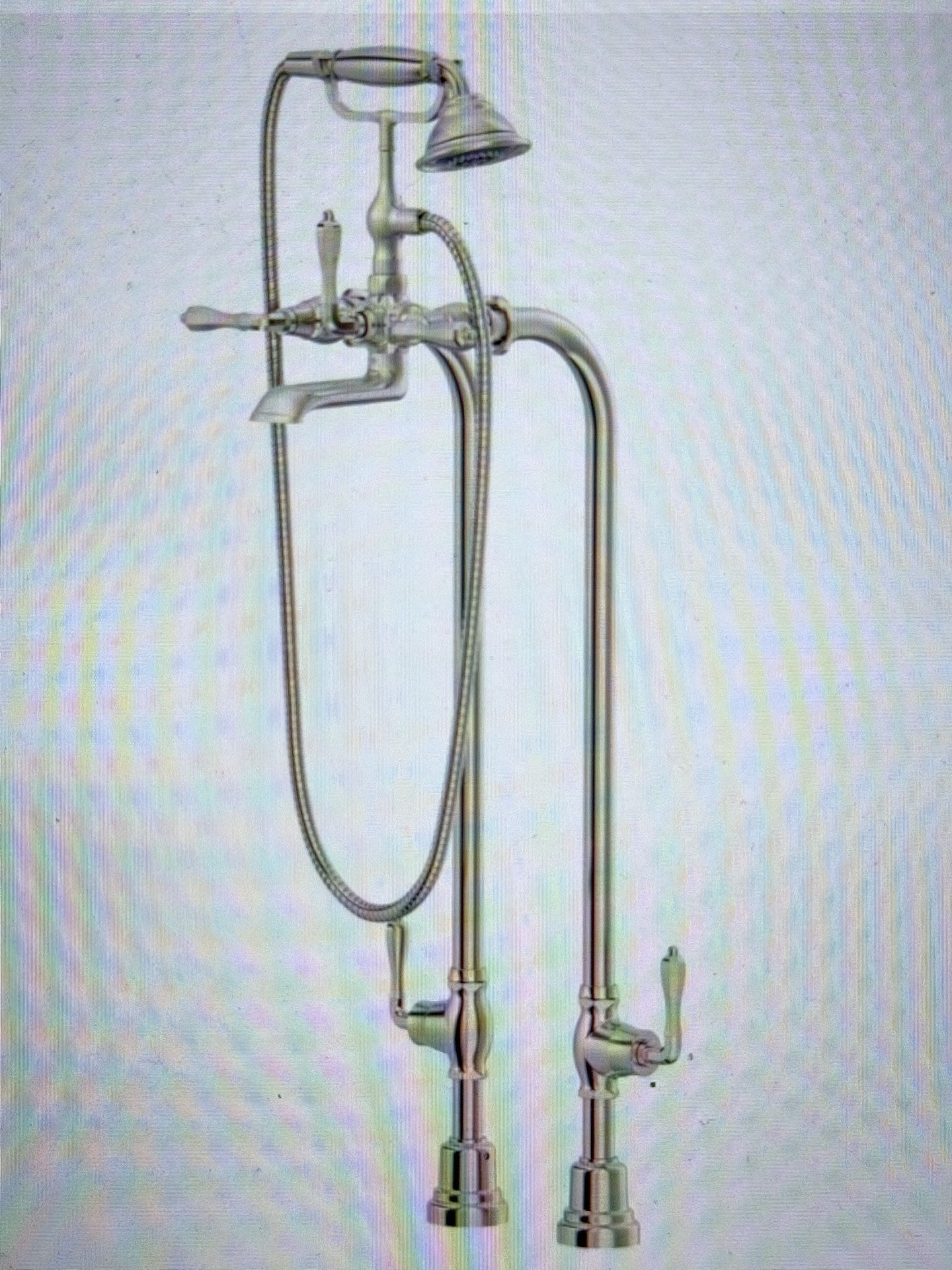 DXV Traditional Floormount Tub Filler Cross Handle Platinum Nickel D35107954.150